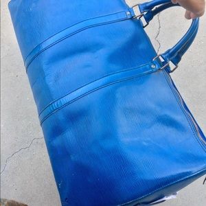 Louis Vuitton Blue Epi Keepall 60 Toledo AUTH HTF